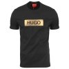 Hugo Boss t-shirt koszulka na krótki rękaw męska czarna duże zlote logo